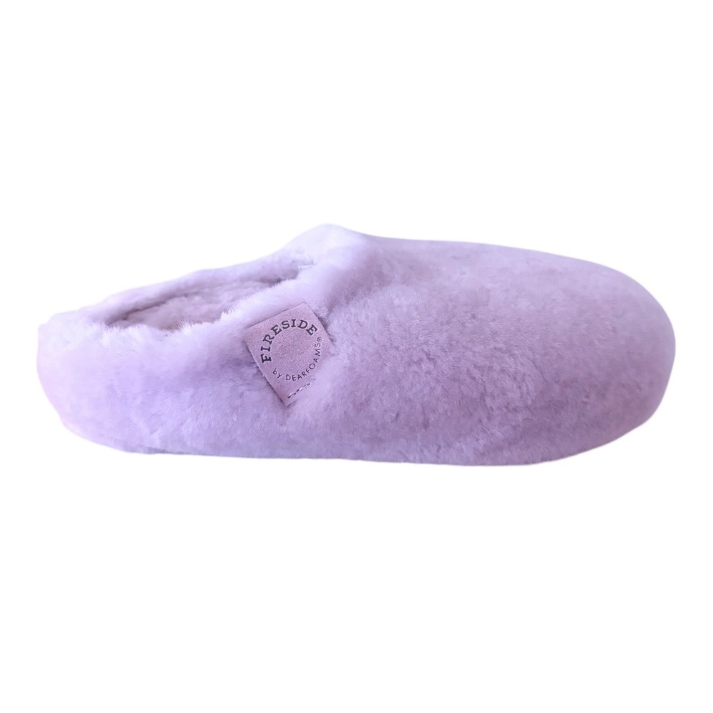 NEW Fireside by Dearfoams Lavender Purple Fuzzy Scuff Slippers Women Size 7